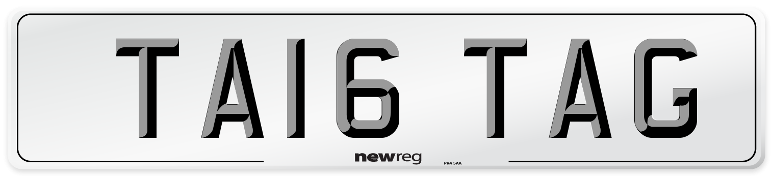 TA16 TAG Number Plate from New Reg